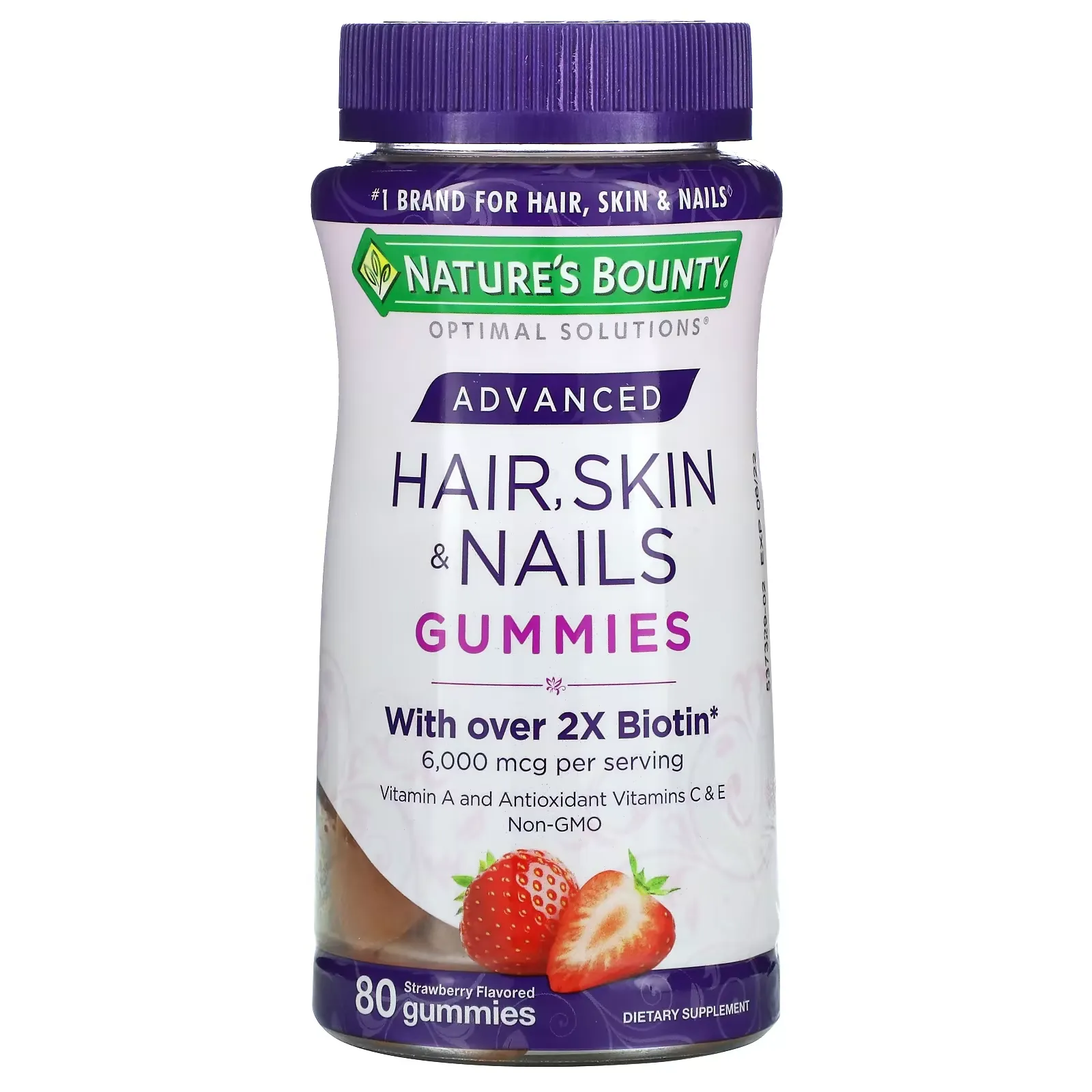 Advanced Hair, Skin, & Nails Gummies, Strawberry, 80 Gummies