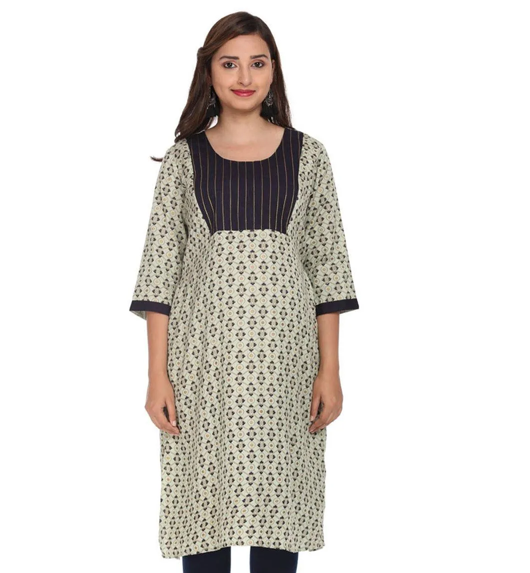 Morph Maternity Stylish Foil Print Nursing Kurta - Multi-Color