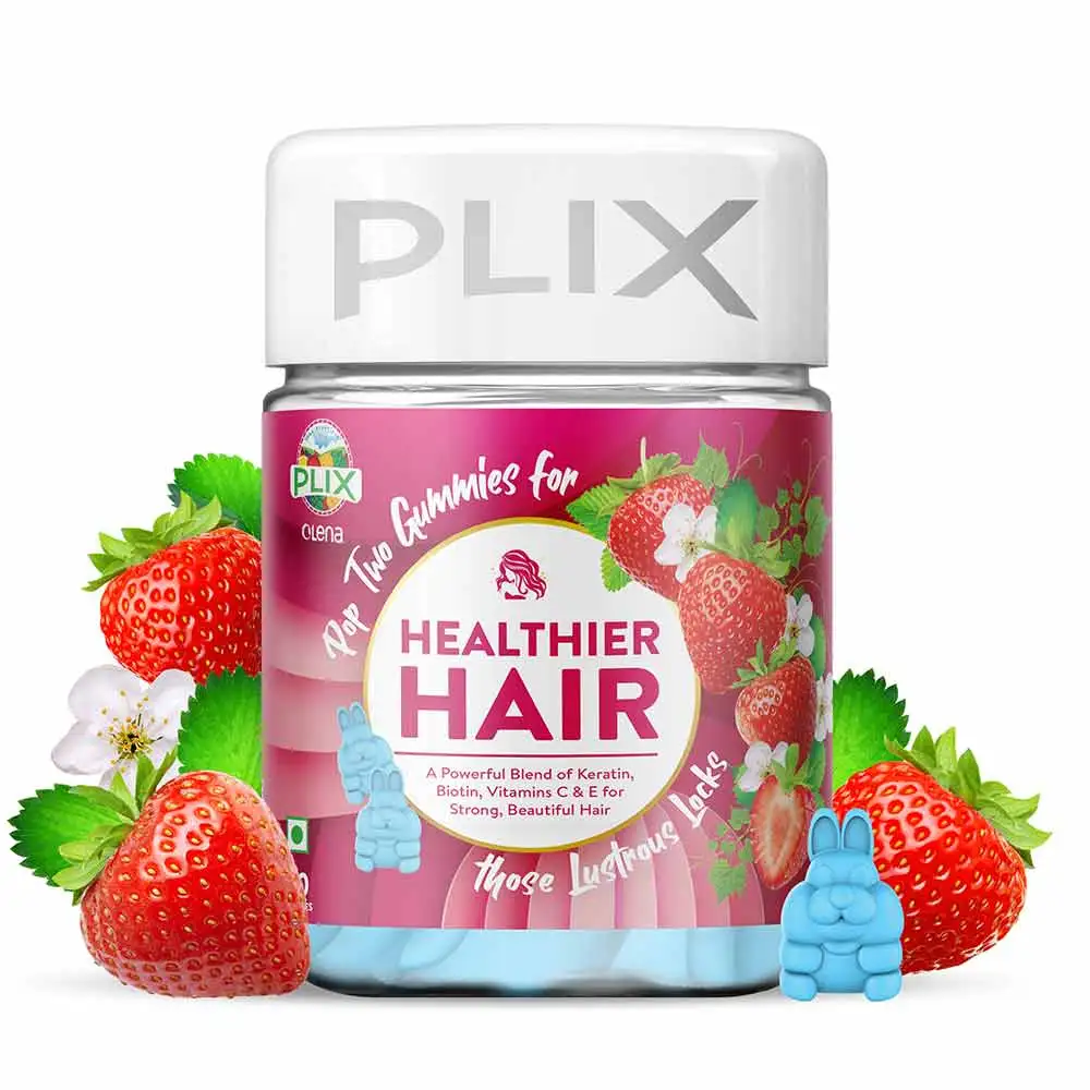 Plix Olena Healthier Hair,  60 gummies  Strawberry