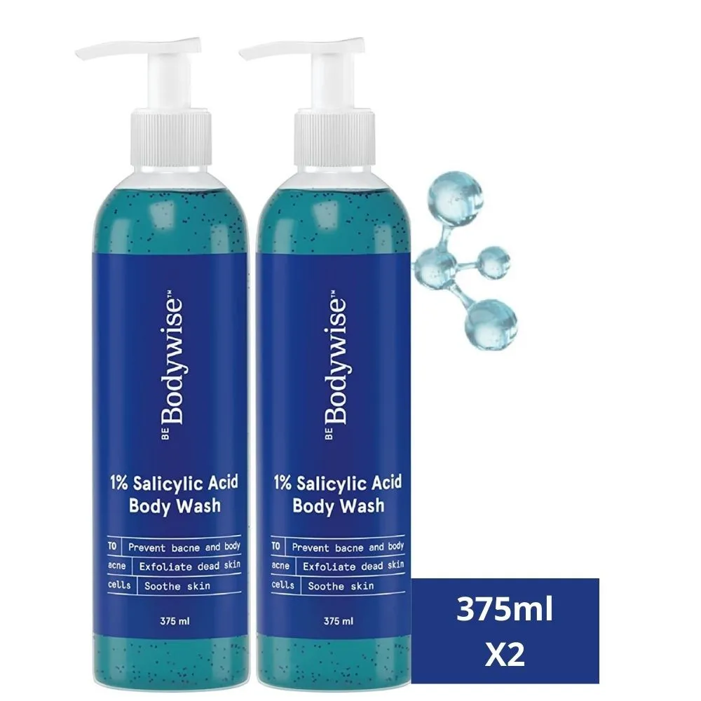 Be Bodywise 1% Salicylic Acid Body Wash - Helps Prevent Body Acne - SLS & Paraben Free - Pack of 2