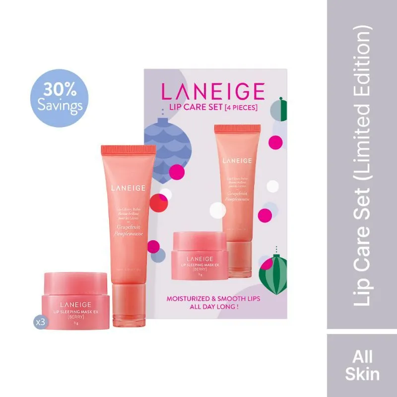 LANEIGE Lip Care Set (Grapefruit Lip Glowy Balm And Berry Lip Sleeping Mask)