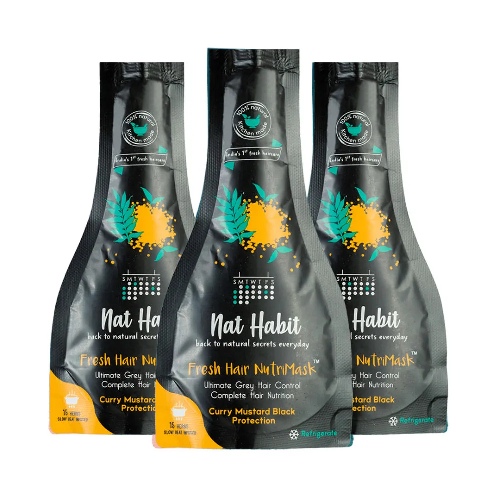 Nat Habit Fresh Hair Nutrimask Curry Mustard Black Protection - Pack Of 3