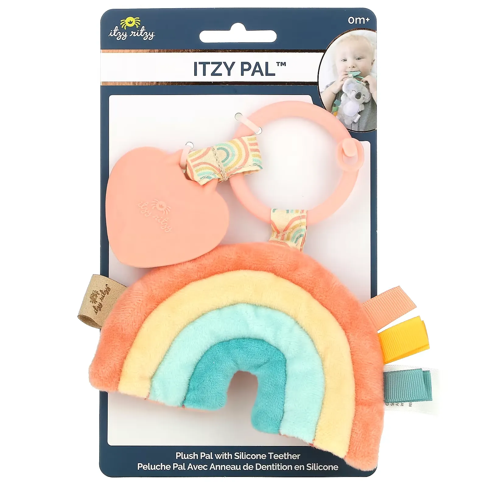 Itzy Pal, Plush Pal with Silicone Teether,  0+ Months, Macy The Rainbow, 1 Teether