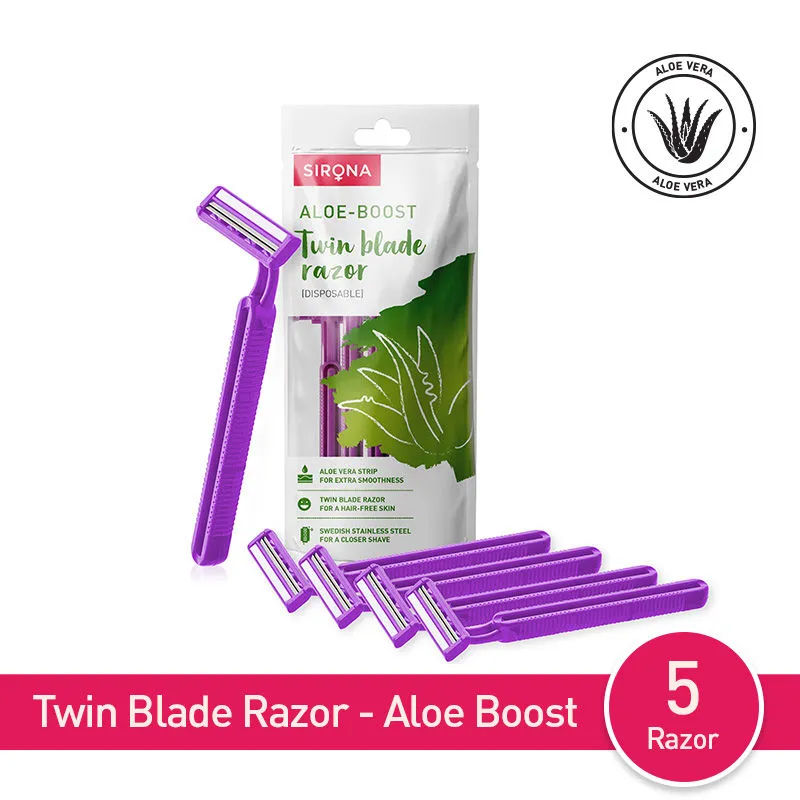 Sirona Aloe Boost Twin Blade Disposable Body Razor For Women (Pack Of 5)