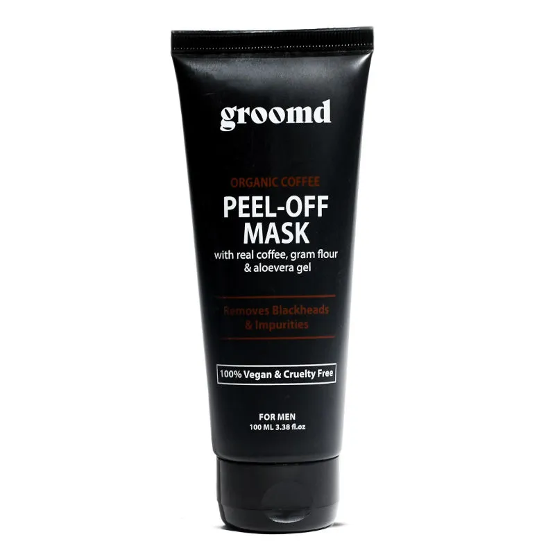 Groomd Oragnic Coffee Peel-off Mask With Real Coffee, Gram Flour & Aloe Vera