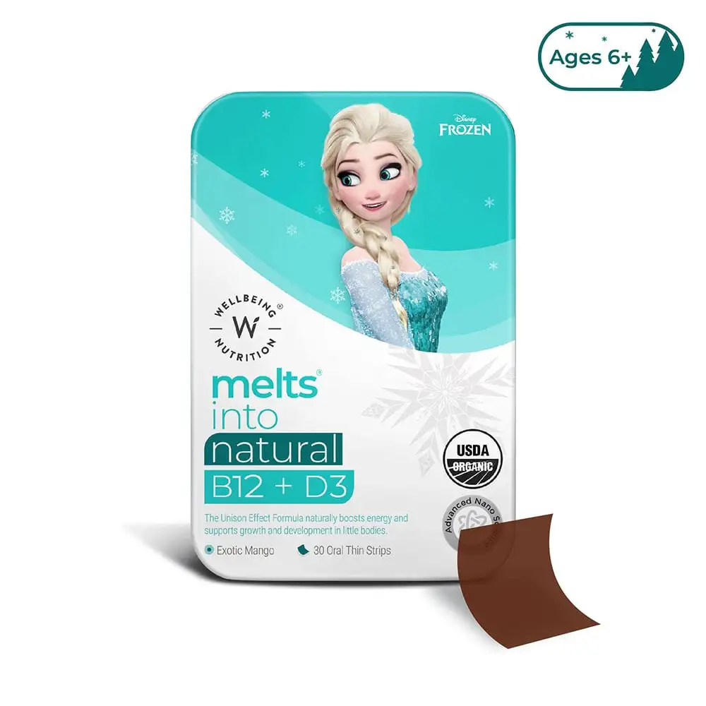 Wellbeing Nutrition Melts into Natural B12 + D3,  30 Strip(s)  Exotic Mango (Frozen Elsa)