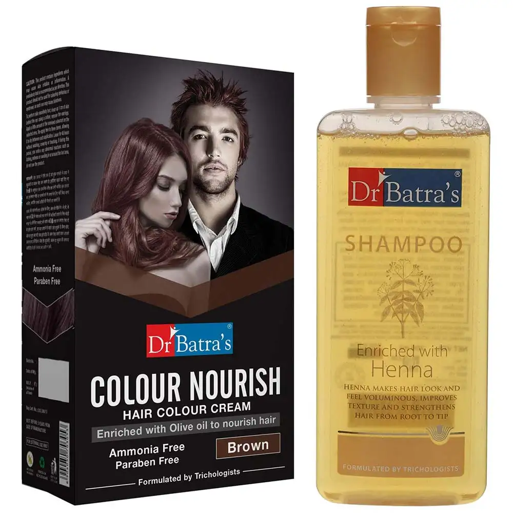 Dr Batra's Colour Nourish Hair Colour Cream & Shampoo Combo,  2 Piece(s)/Pack  Brown, for All Types of Hair