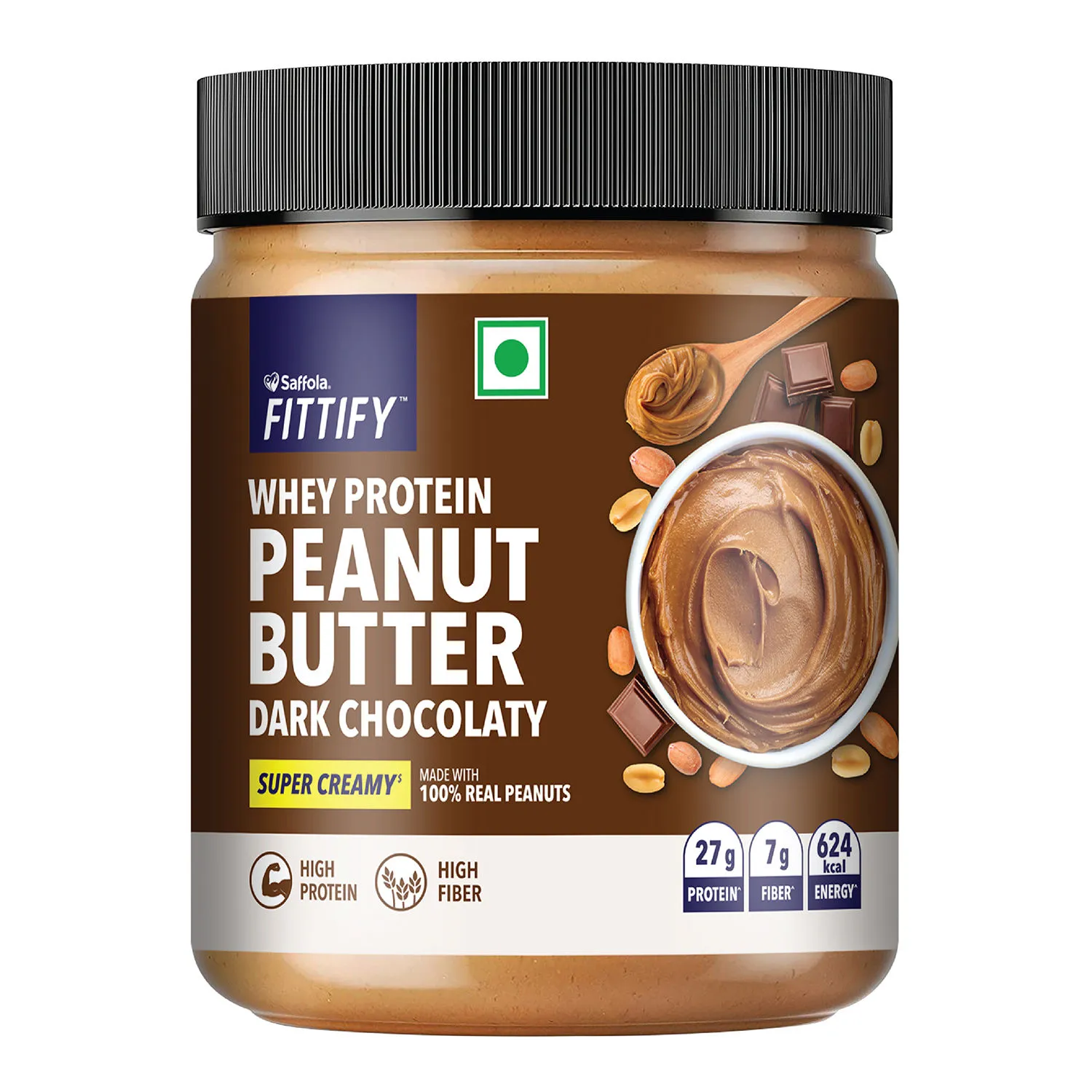 Saffola FITTIFY Whey Protein Peanut Butter Dark Chocolaty Super Creamy