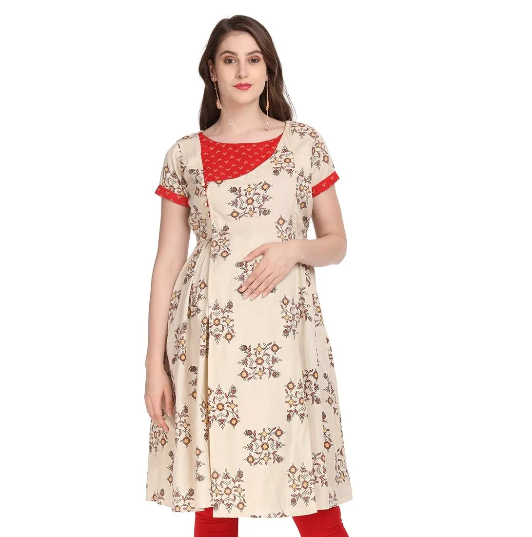 Morph Maternity Gathered Off-White Nursing Kurta