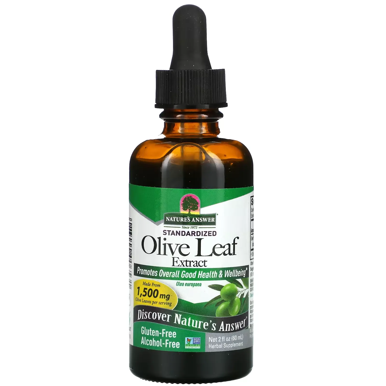 Olive Leaf Extract, Alcohol-Free, 1,500 mg, 2 fl oz (60 ml)