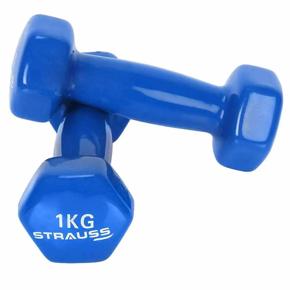 Strauss Vinyl Dumbbell,  Blue (Pair)  1 kg