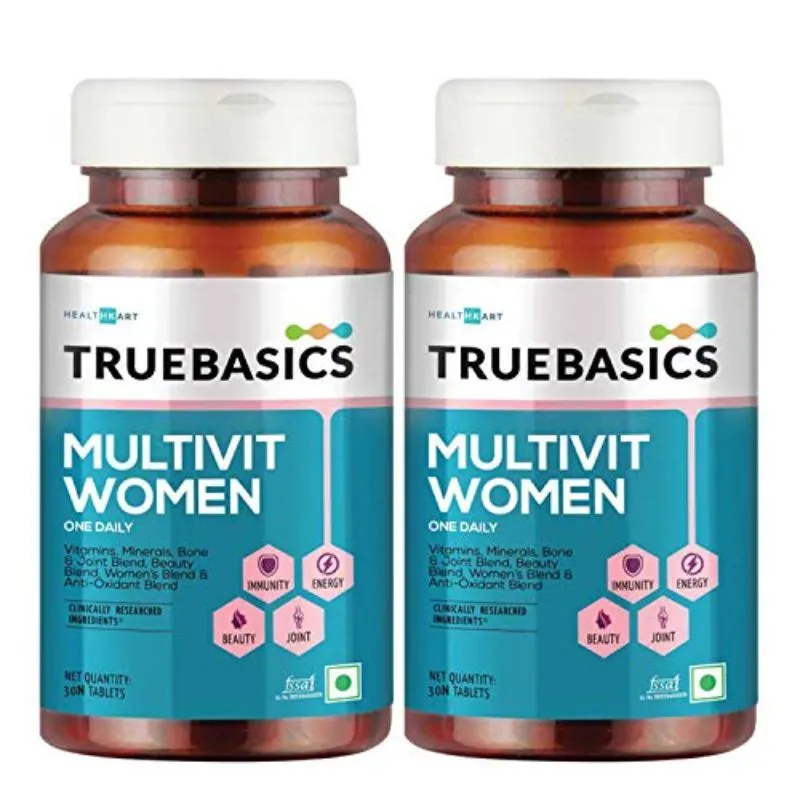 TrueBasics Multivit Women One Daily, Multivitamins, Multiminerals, Omega-3, Nutrition Supplement