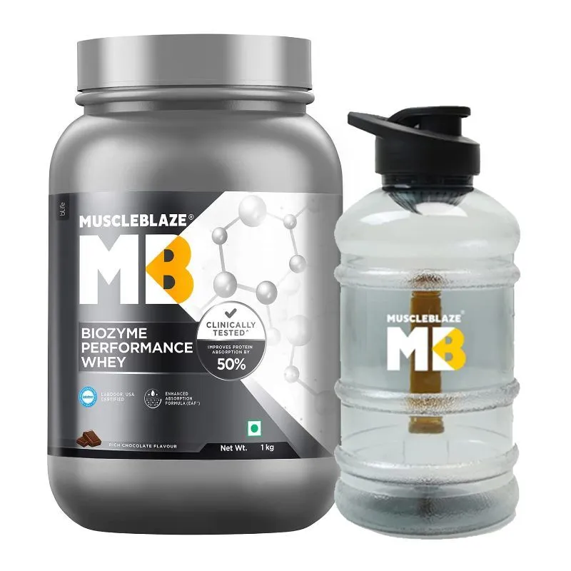 MuscleBlaze Biozyme Performance Whey Protein & Gallon Water Bottle