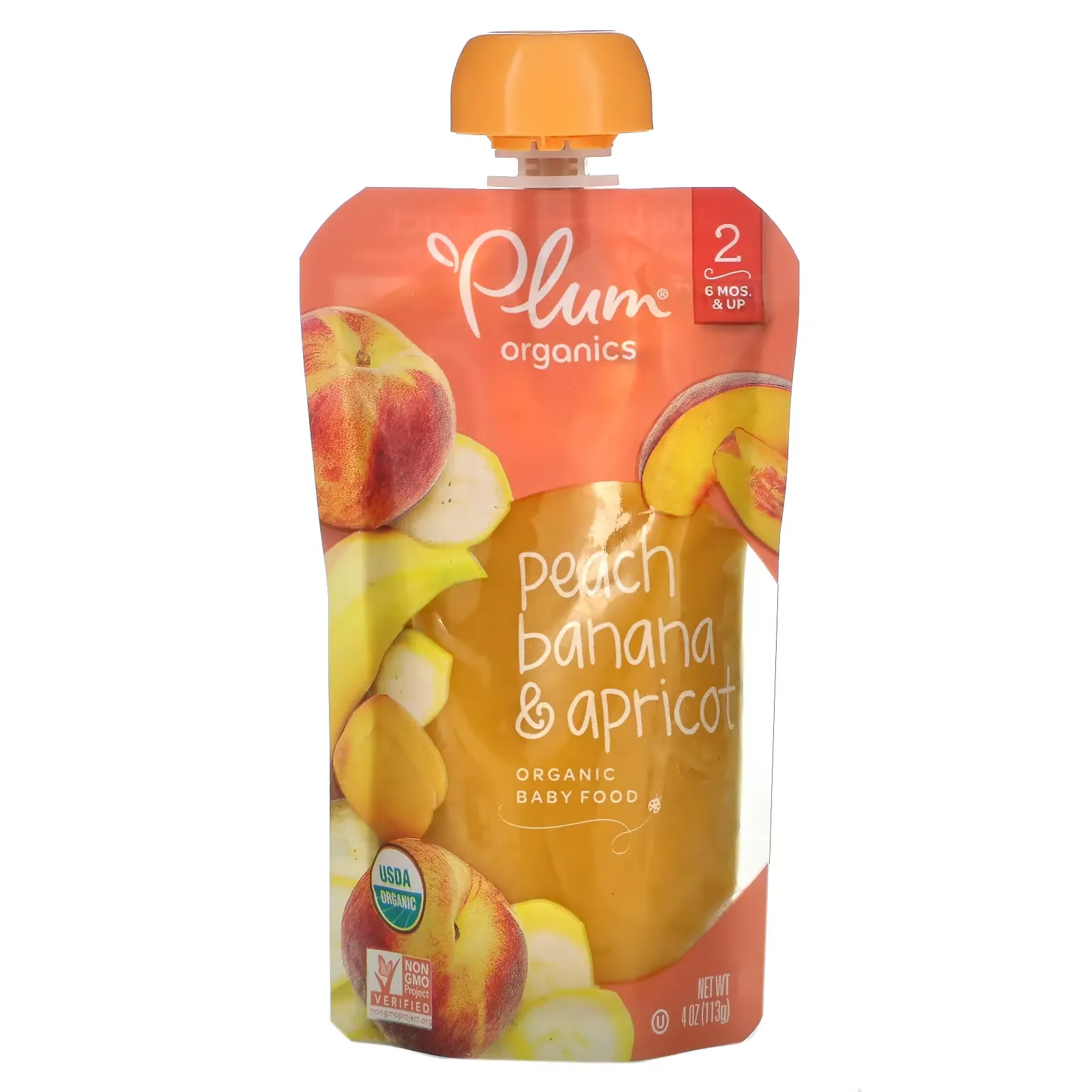 Organic Baby Food, 6 Mos & Up, Peach, Banana & Apricot, 4 oz (113 g)