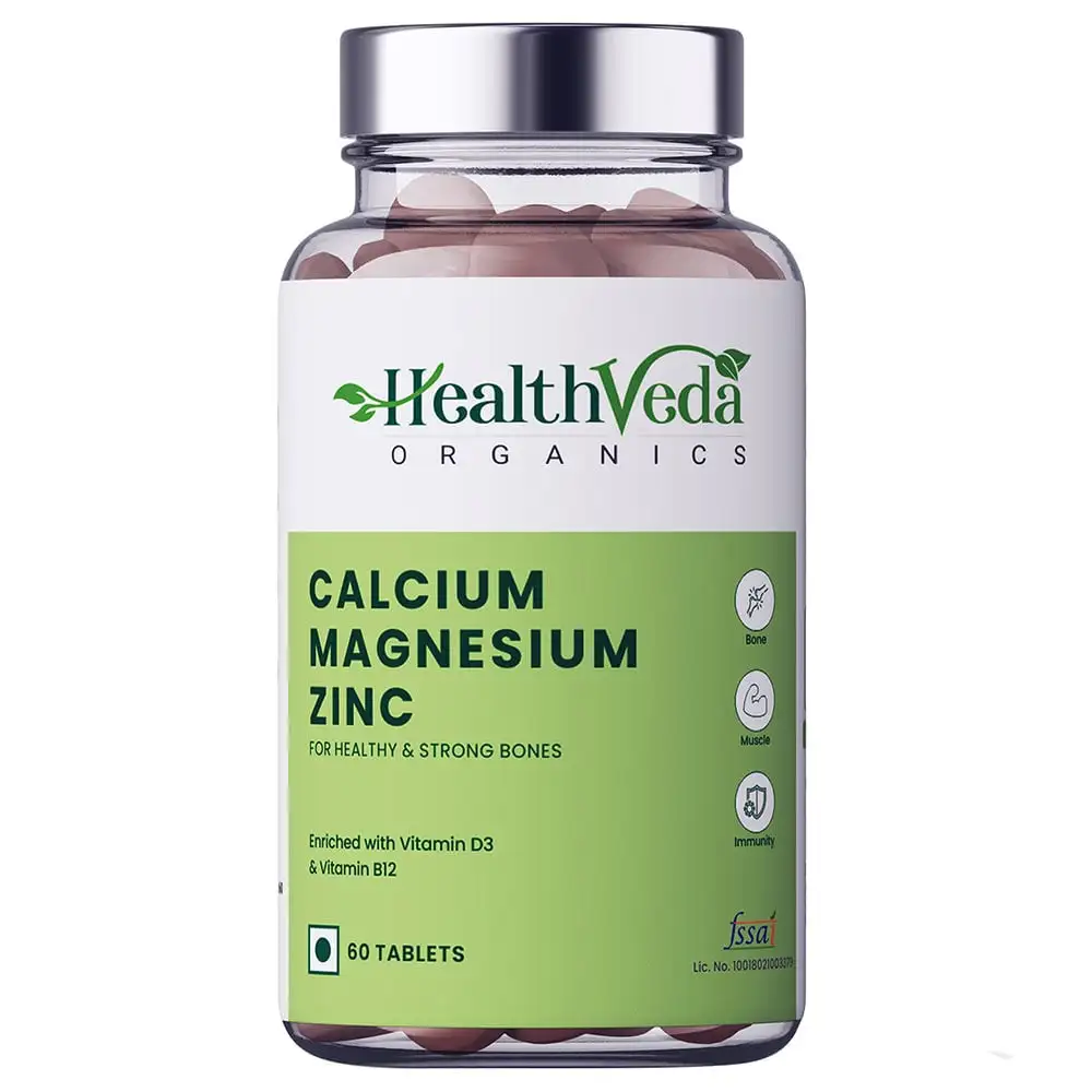 Health Veda Organics Calcium Magnesium Zinc,  60 tablet(s)  Unflavoured