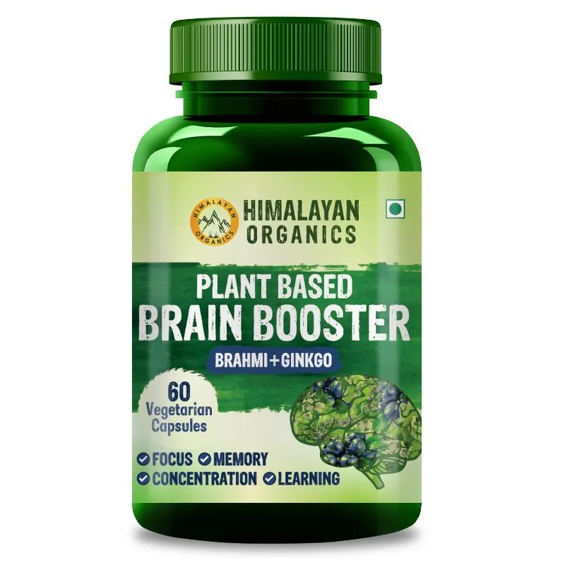 Himalayan Organics Plant Based Brain Booster Supplement With Ginkgo Biloba And Brahmi