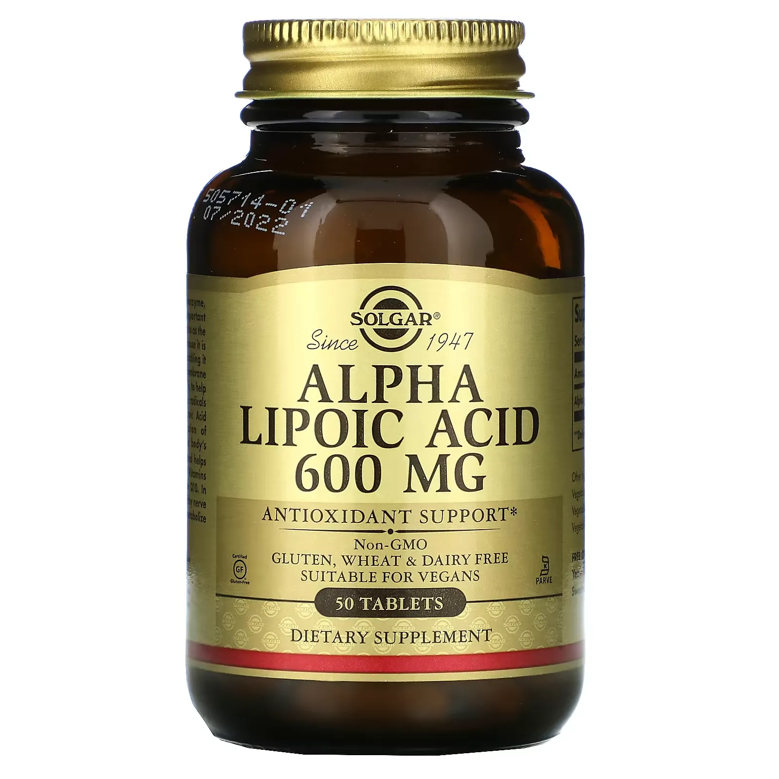 Alpha Lipoic Acid, 600 mg, 50 Tablets