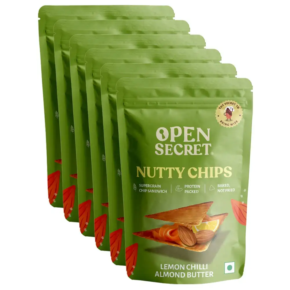 Open Secret Nutty Chips,  Lemon Chilli Almond Butter Pack of 6  30 g