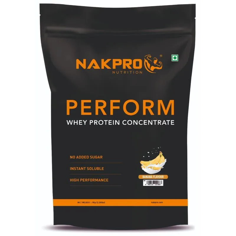 NAKPRO Perform Whey Protein Concentrate Supplement Powder - Banana Flavour