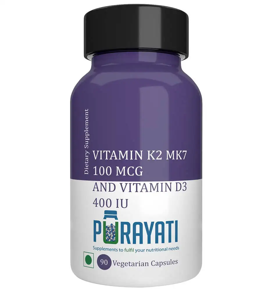 Purayati Vitamin K2 MK7 and Vitamin D3,  90 capsules  Unflavoured