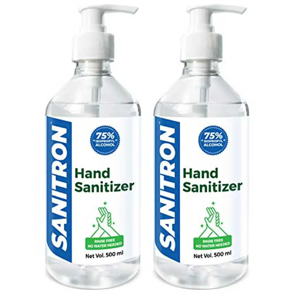 Sanitron Hand Sanitizer Liquid,  75% Pharma Grade Isopropyl Alcohol (IPA)  2 Piece(s)/Pack  Pump Bottle