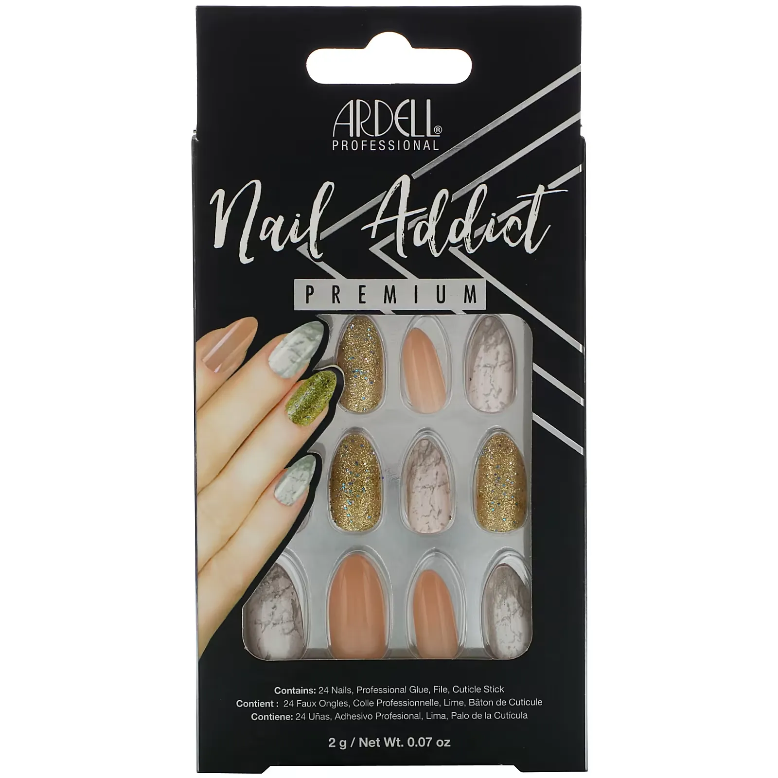 Nail Addict Premium, Pink Marble & Gold, 0.07 oz (2 g)