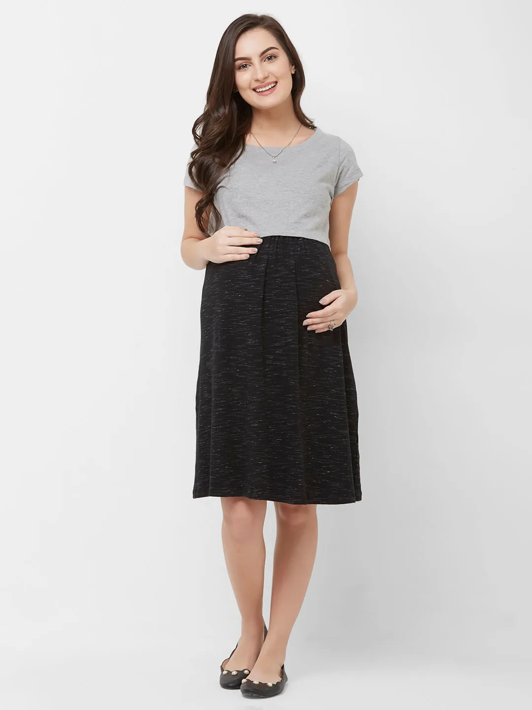 Mystere Paris Maternity Ribbed Dress - Black