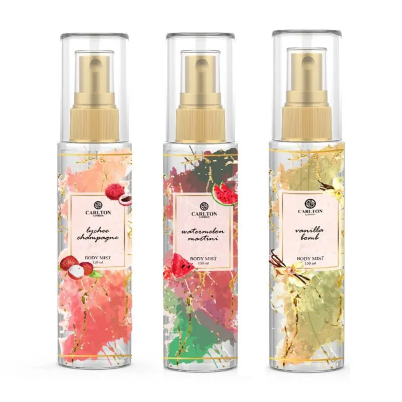 Carlton London Combo Lychee, Vanilla And Watermelon Body Mist- Set Of 3