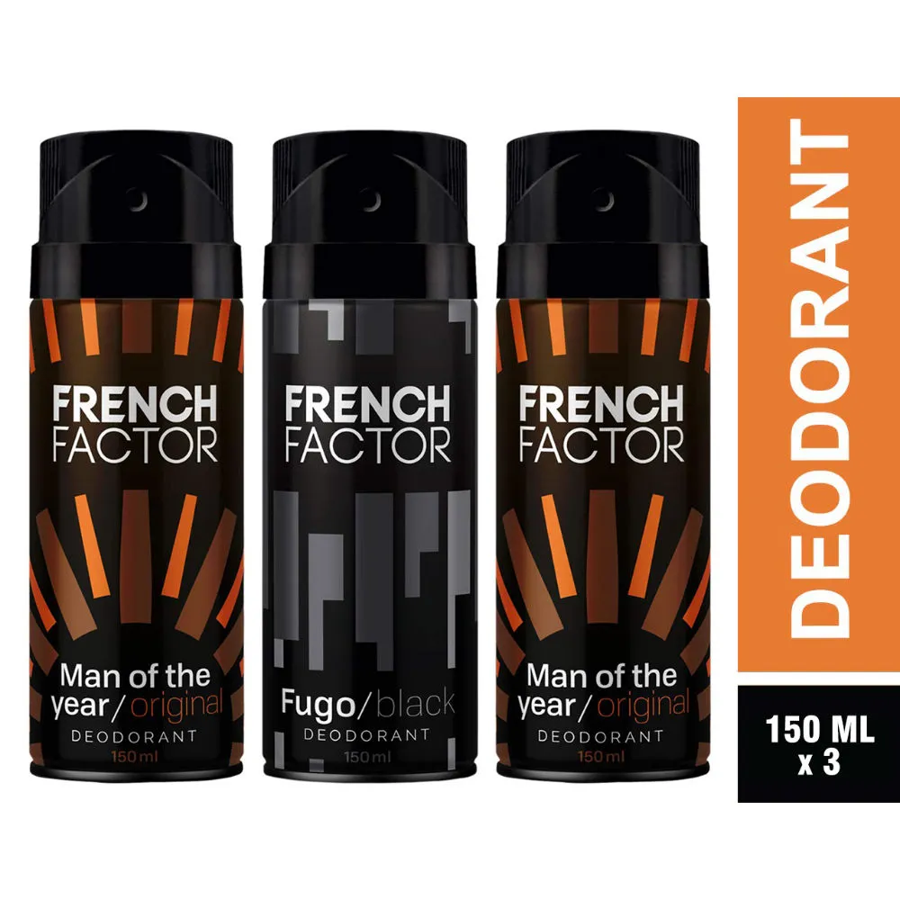 French Factor Fugo & Original Deodorant Spray for Men - Pack of 3