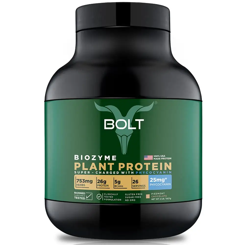 Bolt Biozyme Plant Protein Super-Charged with Phycocyanin,  2 lb  Piedmont Chocolate