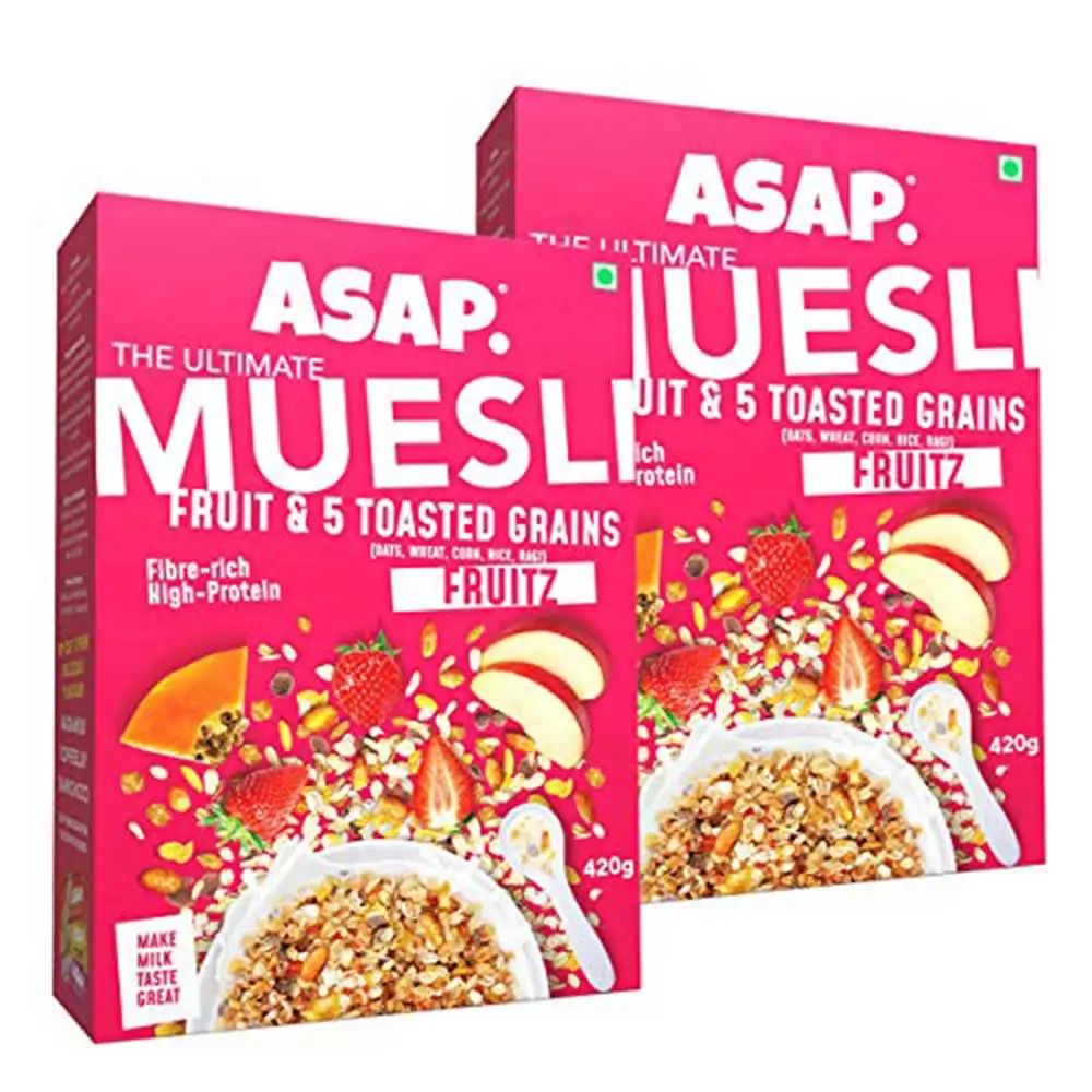 ASAP Ultimate Breakfast Multigrain Muesli (Pack of 2),  420 g  FRUITZ (Fruit & 5 Toasted Grains)