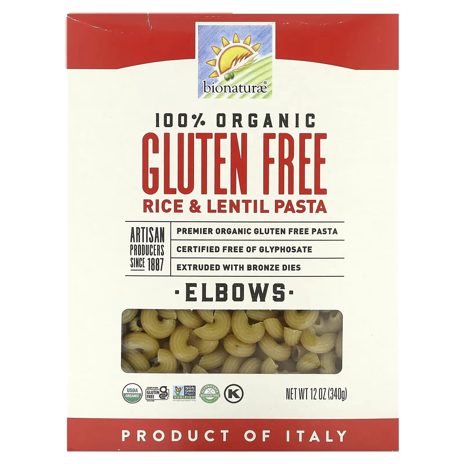 100% Organic Gluten Free Rice & Lentil Pasta, Elbows, 12 oz (340 g)