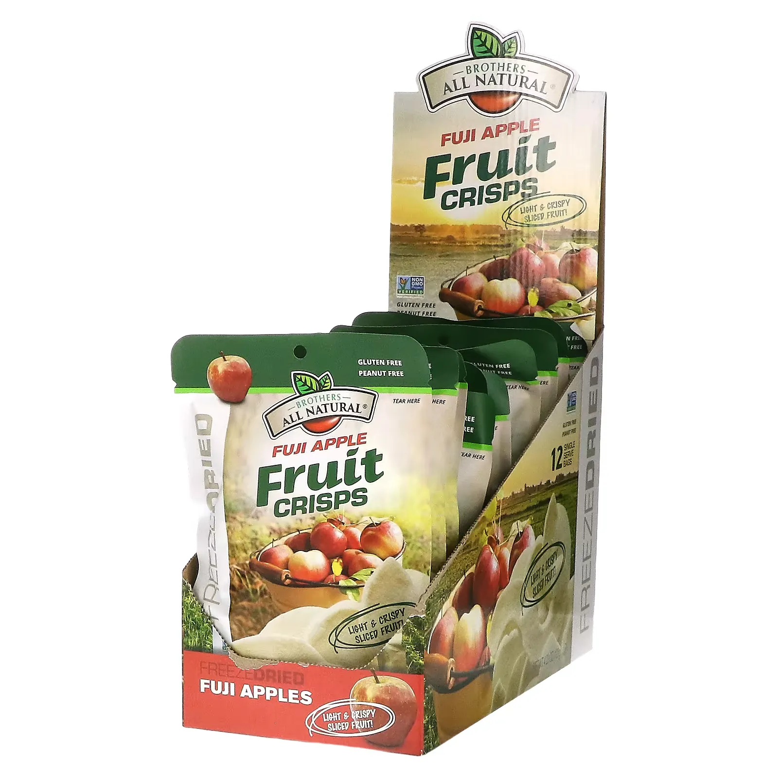 Freeze Dried Fruit Crisps, Fuji Apple, 12 Single-Serve Bags, 0.35 oz (10 g) Each