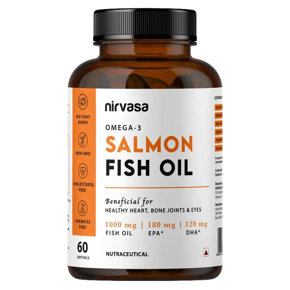 Nirvasa Omega 3 Salmon Fish Oil,  60 softgels