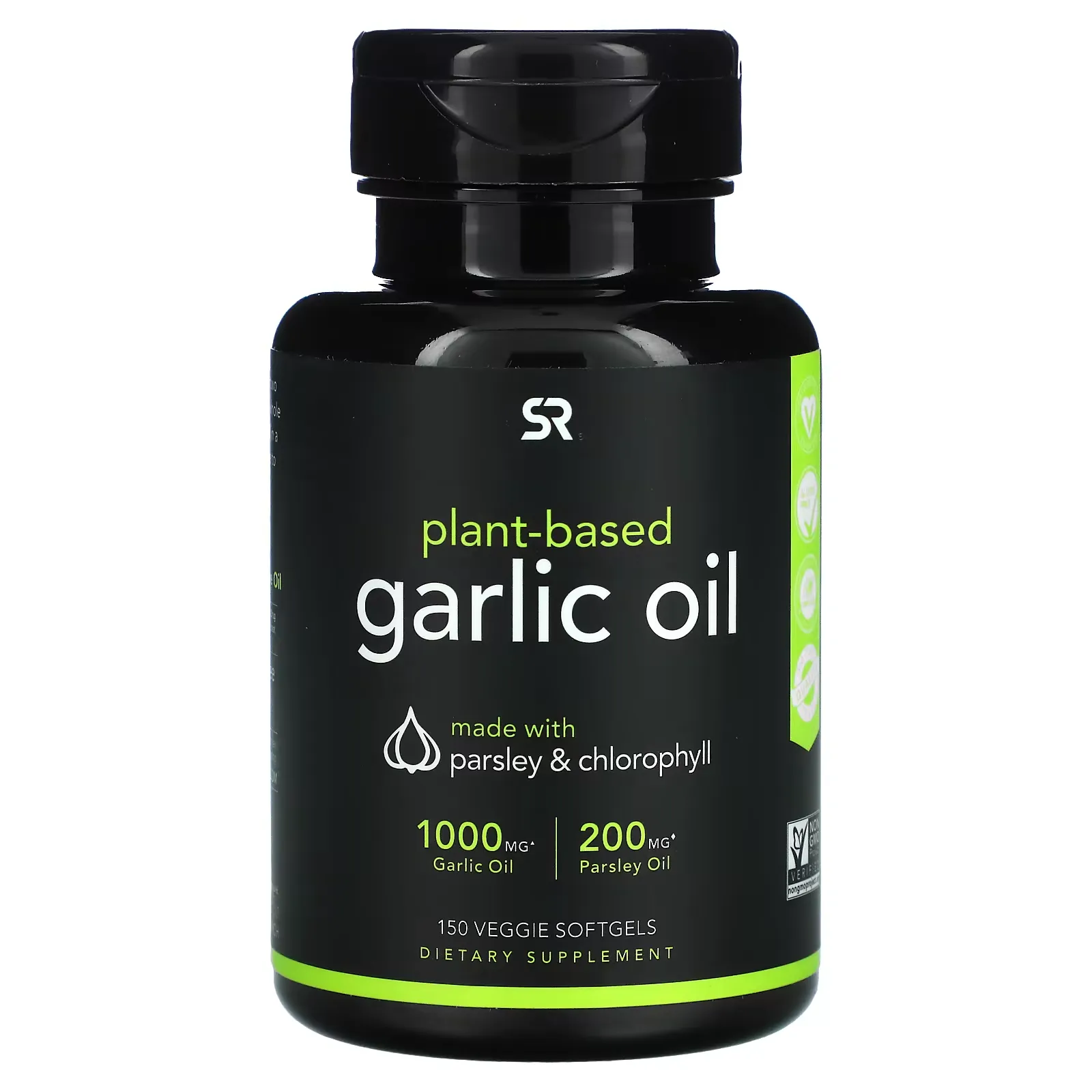 Plant-Based Garlic Oil with Parsley & Chlorophyll, 150 Veggie Softgels