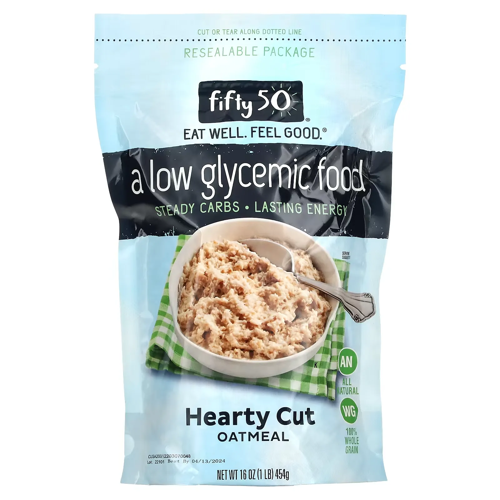 Low Glycemic Hearty Cut Oatmeal, 100% Whole Grain, 16 oz (454 g)