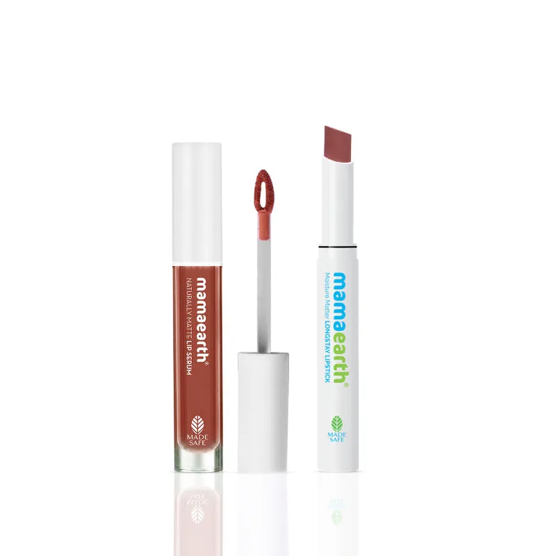 Mamaearth Lip duo Combo-Moisture Matte Espresso Brown +Matte Liquid Lipstick - Chocolate Truffle