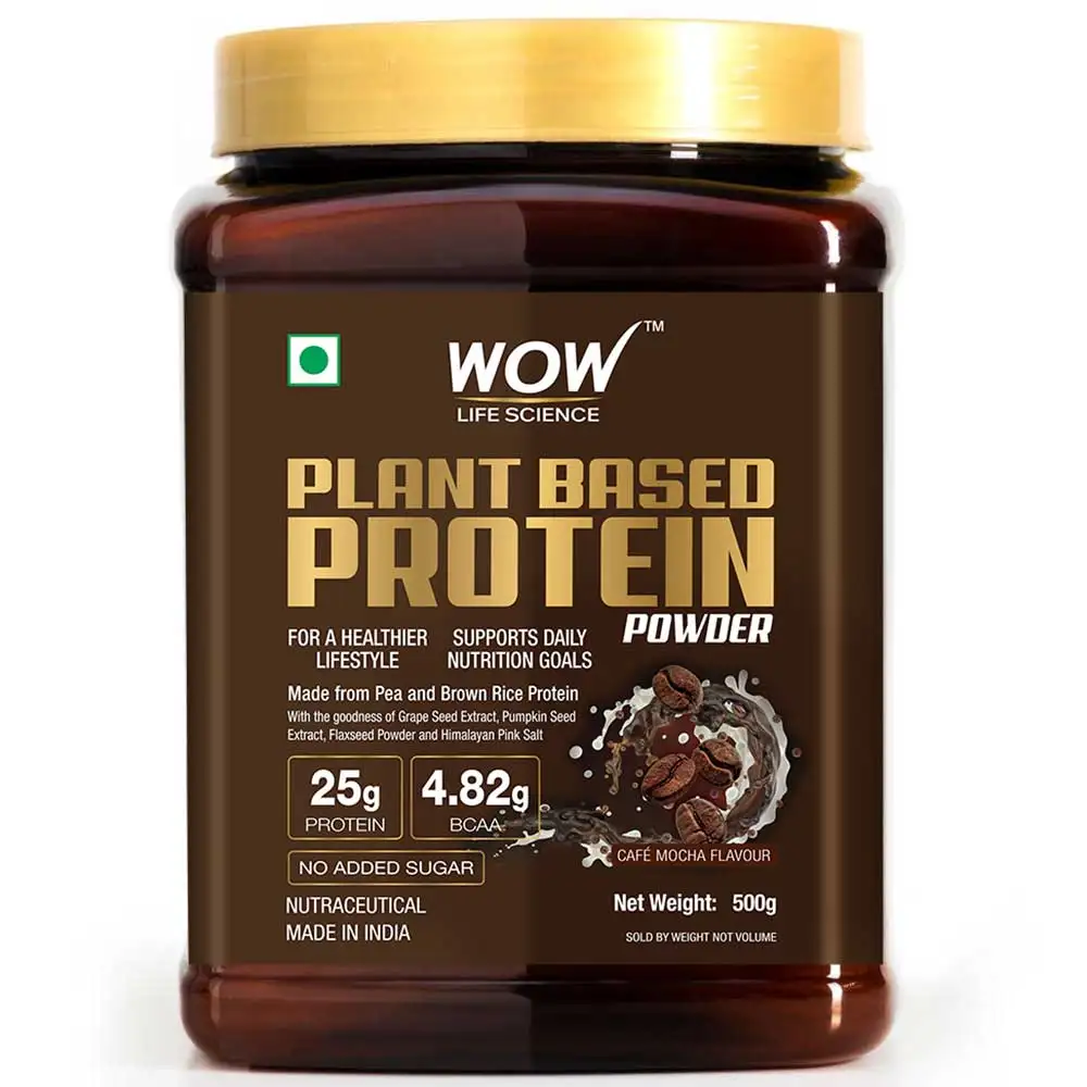 Wow Life Science Plant Based Protein Powder,  1.1 lb  Cafe Mocha