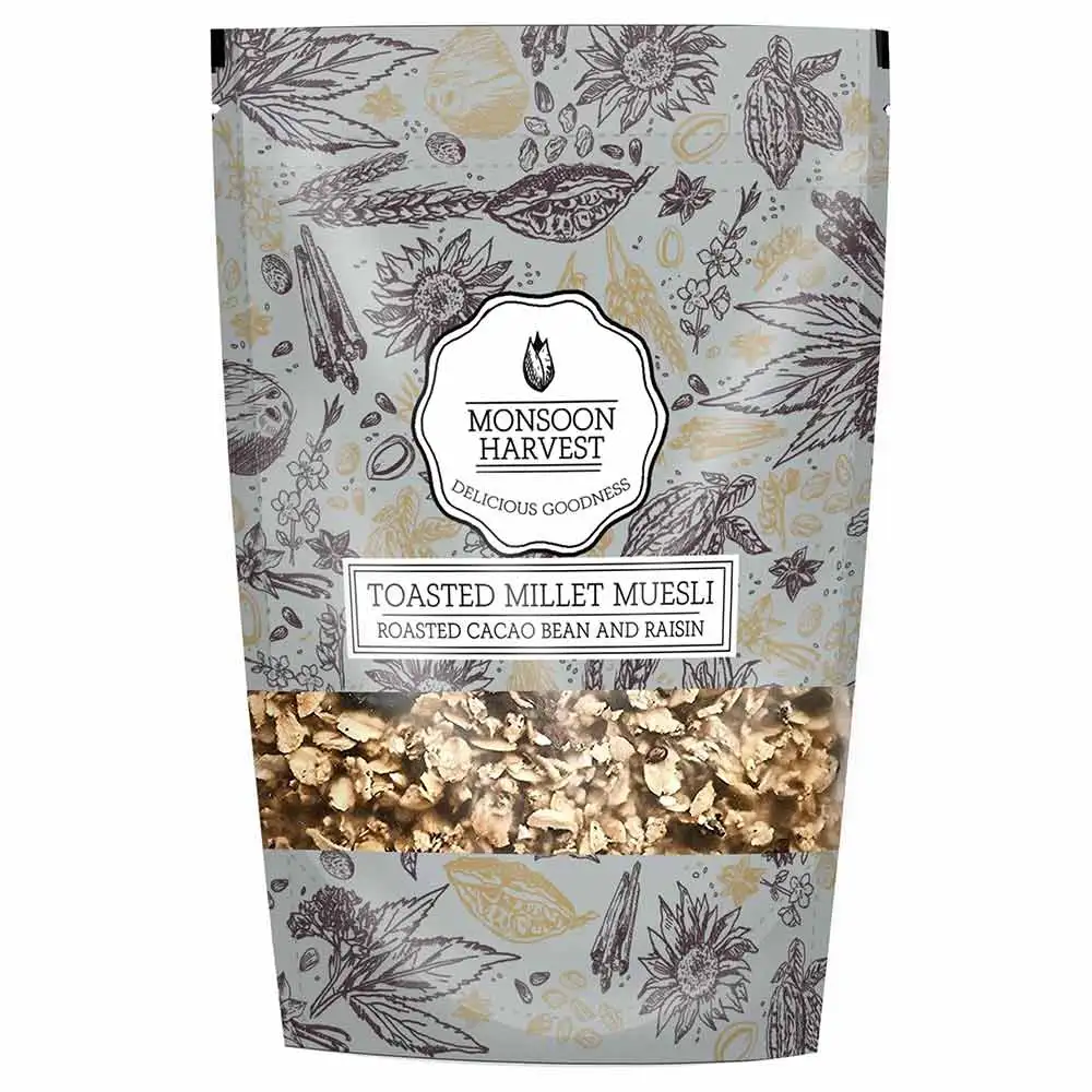 Monsoon Harvest Toasted Millet Muesli,  0.250 kg  Cacao Bean and Raisin