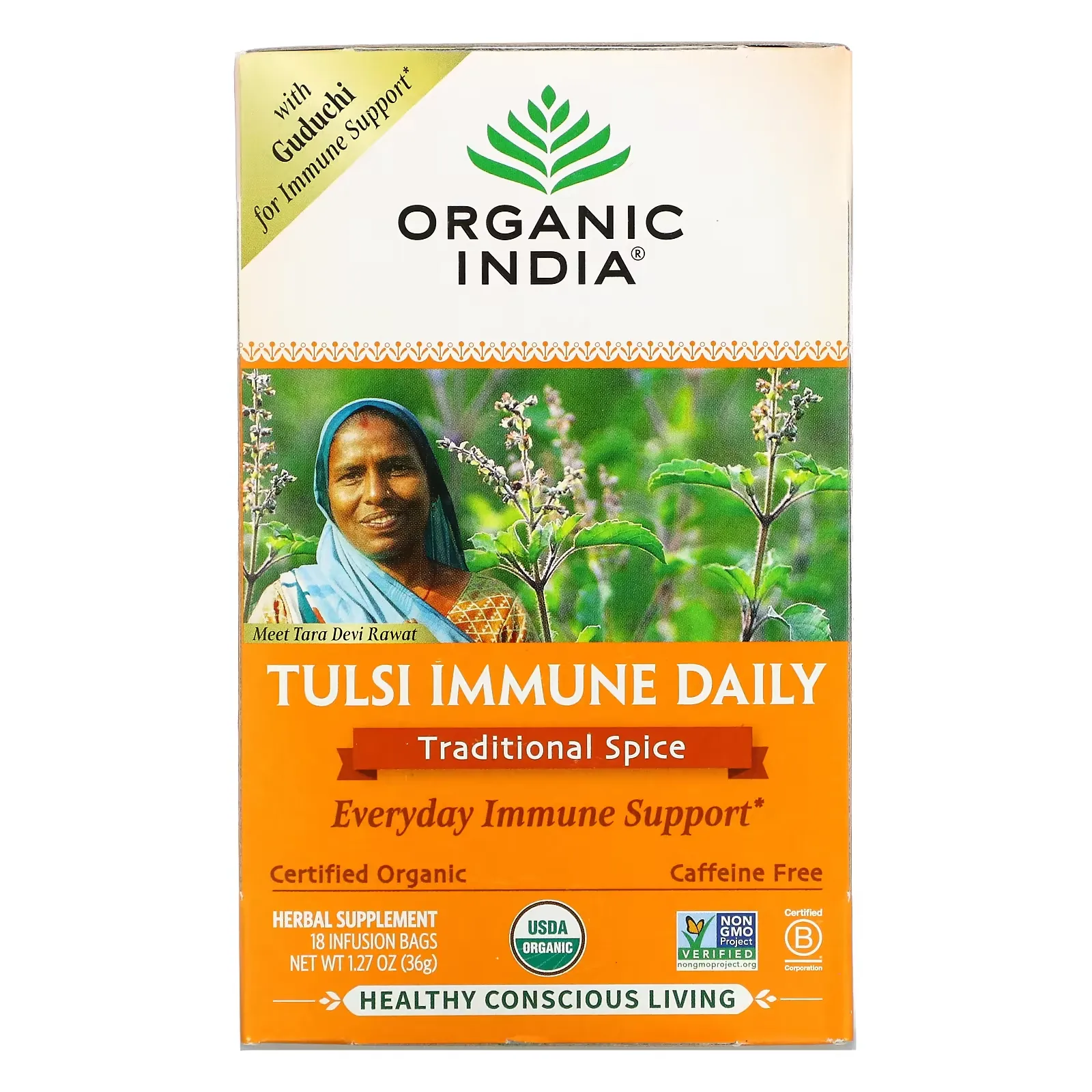 Tulsi Immune Daily, Traditional Spice, Caffeine Free, 18 Infusion Bags, 1.27 oz (36 g)