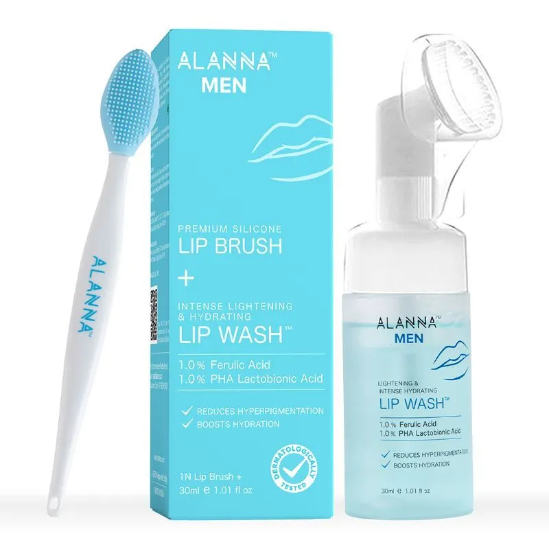 ALANNA Intense Lightening & Hydrating Lip Wash + Lip Brush for Men