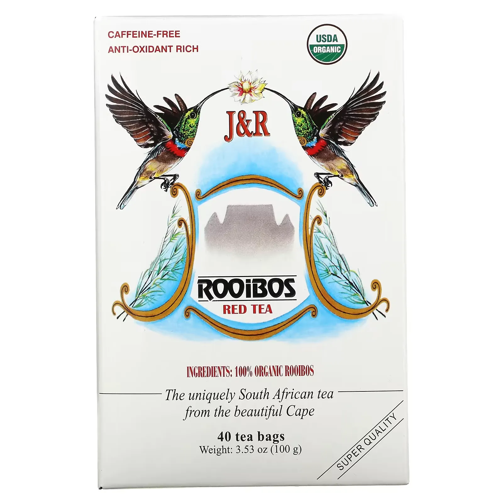 Rooibos Red Tea, Caffeine-Free, 40 Tea Bags, 3.53 oz (100 g)