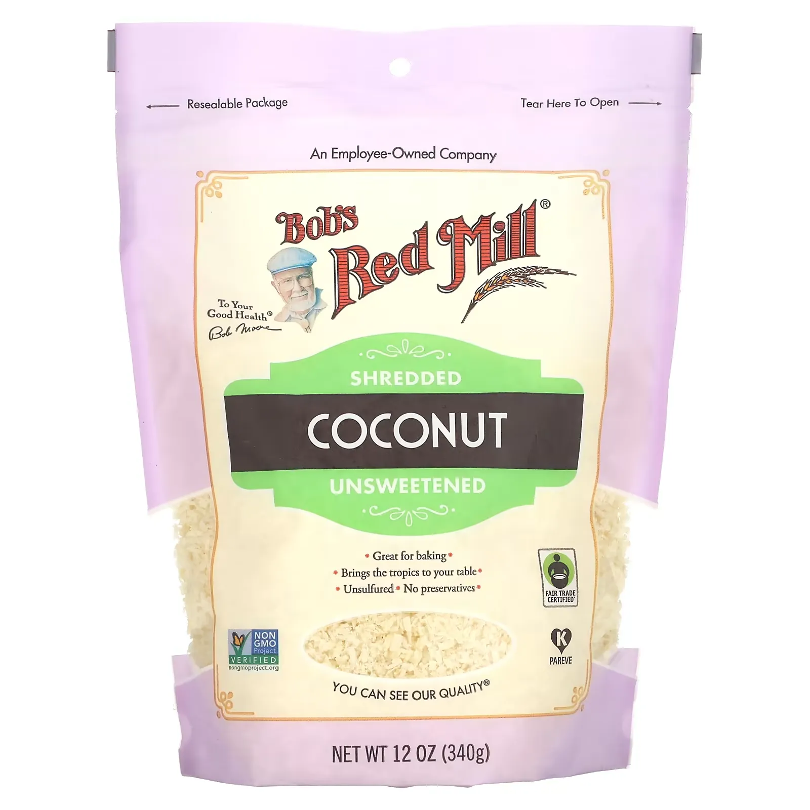 Shredded Coconut, Unsweetened, 12 oz (340 g)