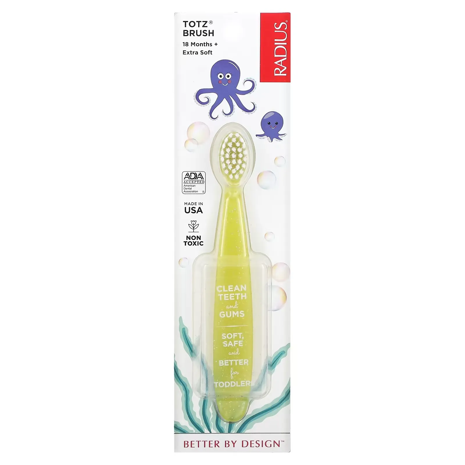 Totz Toothbrush, 18 Months +, Extra Soft, Yellow, 1 Toothbrush