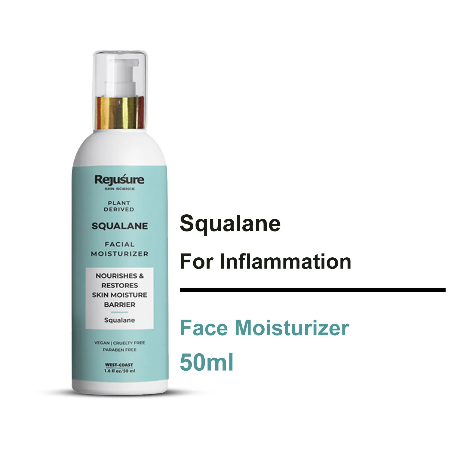 Rejusure Plant Derived Squalane + Vitamin E Face Moisturizer