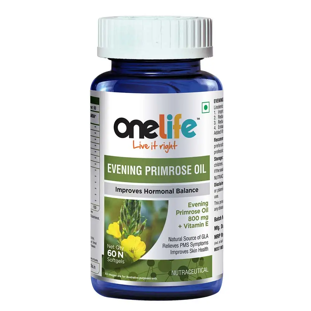 OneLife Evening Primrose Oil Improves Hormonal Balance,  60 softgels