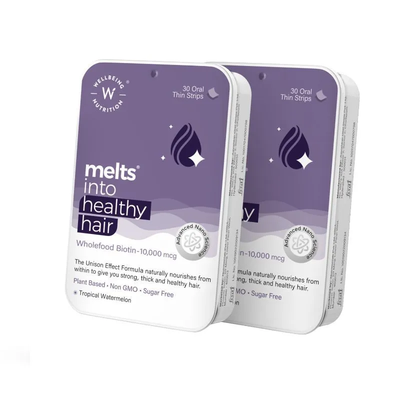 Wellbeing Nutrition Melts Healthy Hair Biotin 10000mcg+ For Hair Growth - Pack Of 2