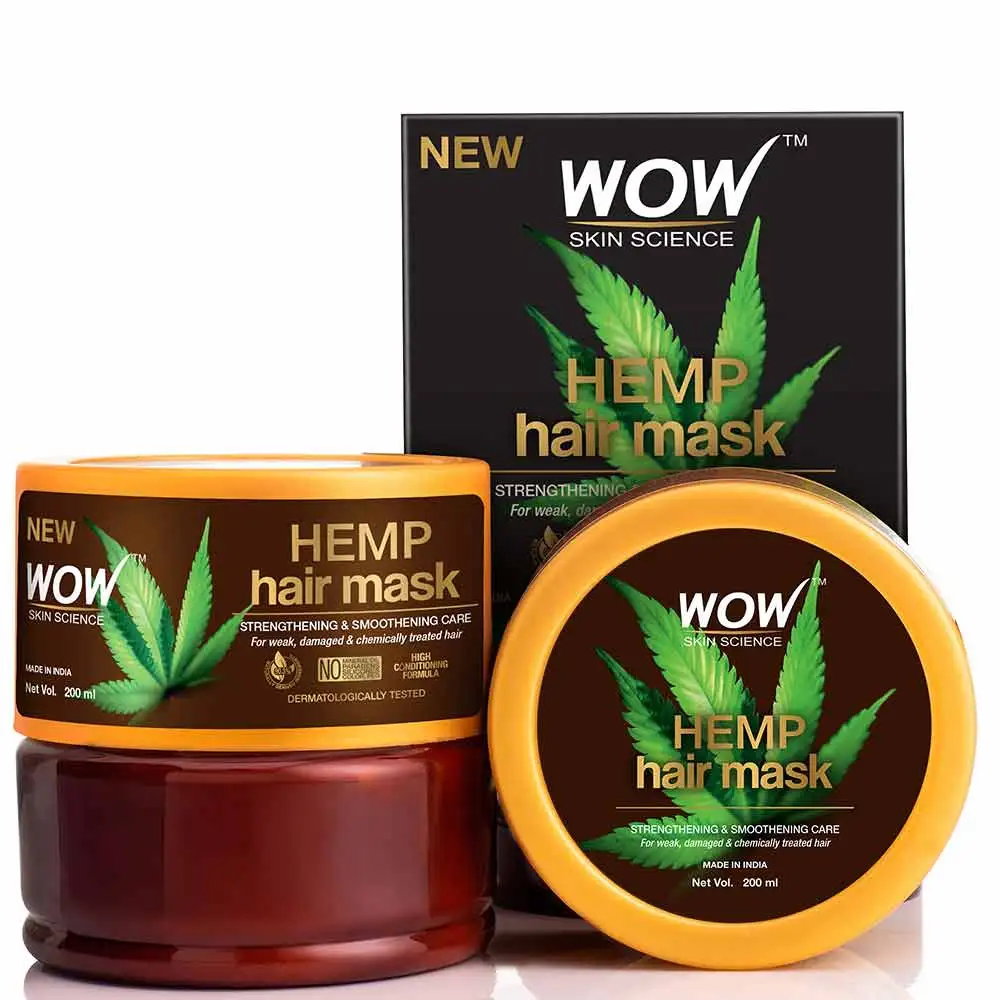 WOW Skin Science Hemp Hair Mask,  200 ml  for Weak, Damaged & Chemically Treated Hair