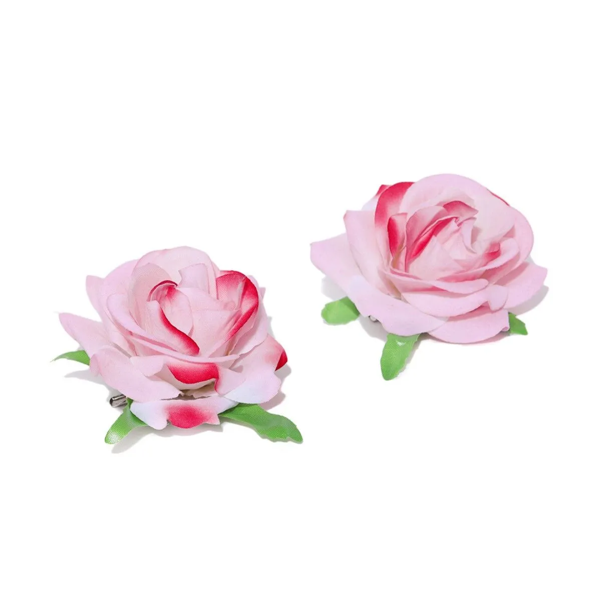 Priyaasi Set Of 2 Fabric Rose Flower Pink Colour Hair Clip