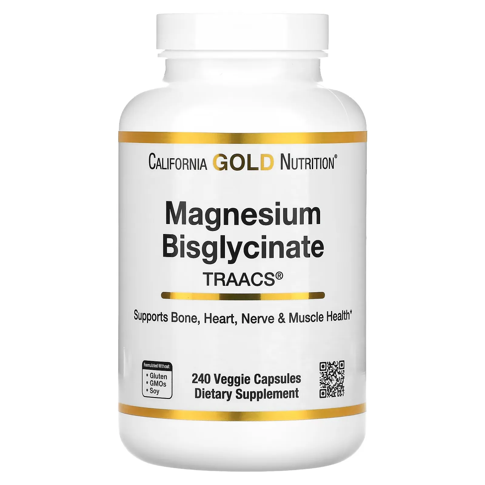 Magnesium Bisglycinate, Formulated with TRAACS®, 200 mg, 240 Veggie Capsules